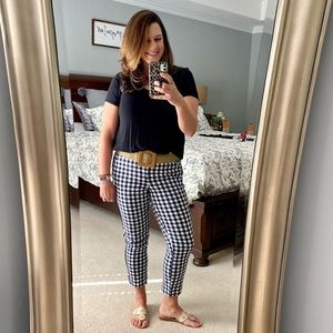 Cropped Checked Straight Leg Pant